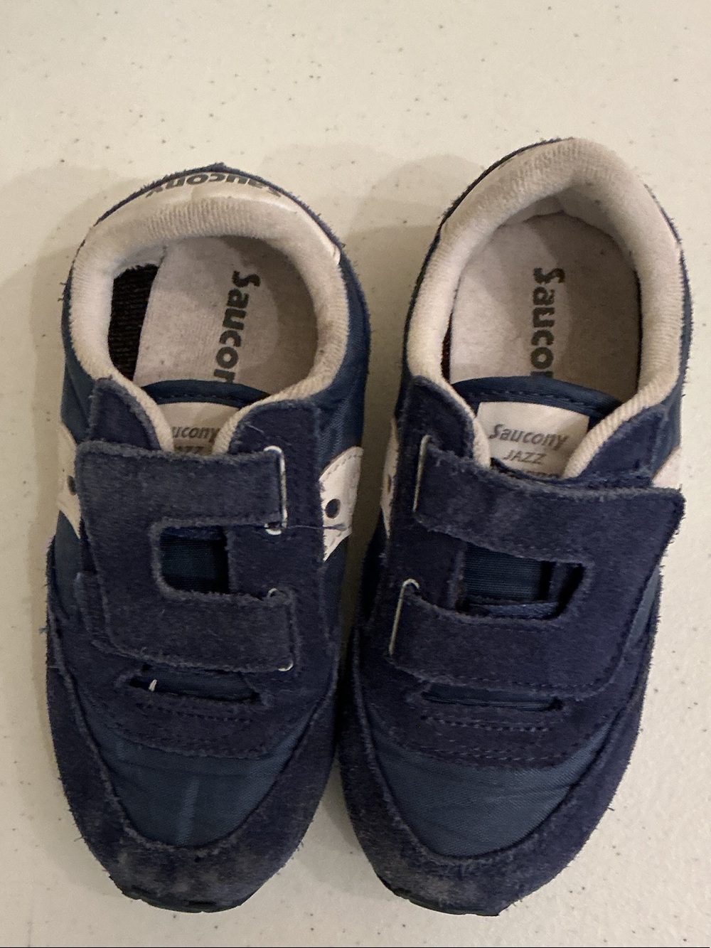 Saucony Kids Navy Blue Velcro Sneakers with White Accents